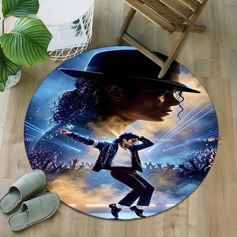 1pc Michael Jackson Carpet, Round Rug, Comfortable, Suitable for Entryways, Living Rooms, Office, And Bedrooms, Christmas Decoration