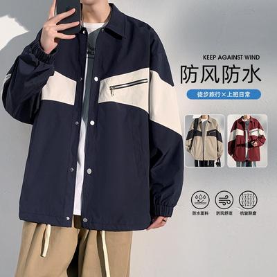 Splicing Jacket Jacket Men's Spring and Autumn New Retro Trendy Brand Loose Casual Large Size Clothes