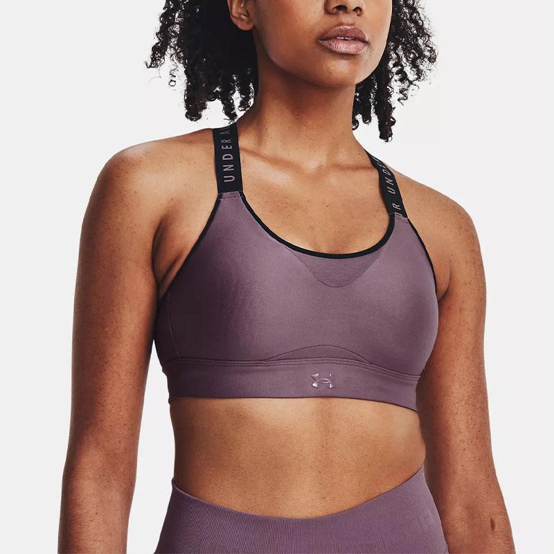 Under Armour Infinity Letter Cross Strap High-Intensity Sports Bra Women Underwear Mist-Purple 1351994-500