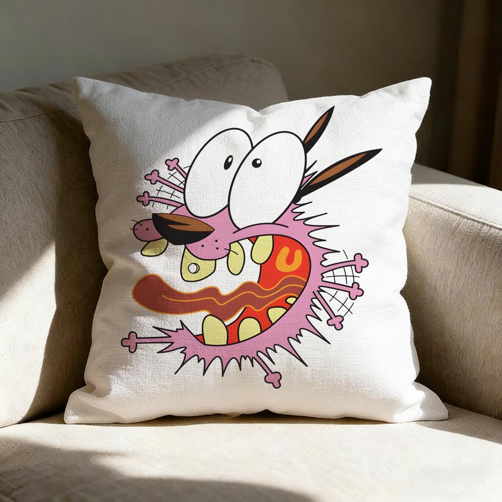 Ccourage The Cowardly Dog Pillow Case Linen Pillow Covers Cover For Couch Living Room Bench Patio Floor Linen Home Decor