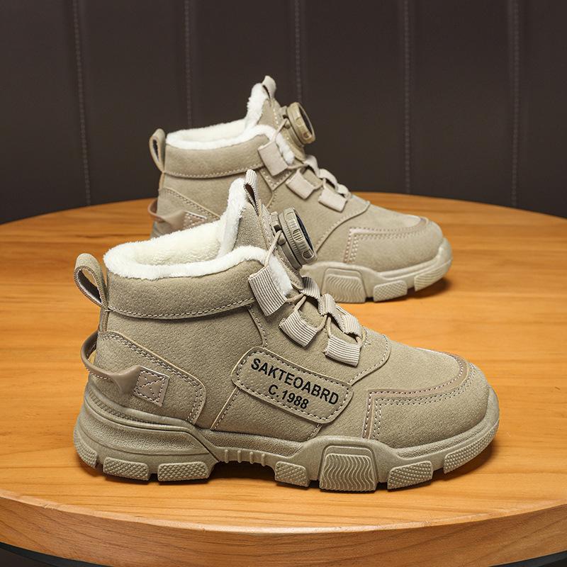 

Зимние детские высокие зимние ботинки 2023 года с вращающимися пуговицами и дополнительным бархатным утеплителем Size 31