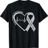 Brain Tumor Awareness Heart Brain Cancer Gray Ribbon Support T-Shirt