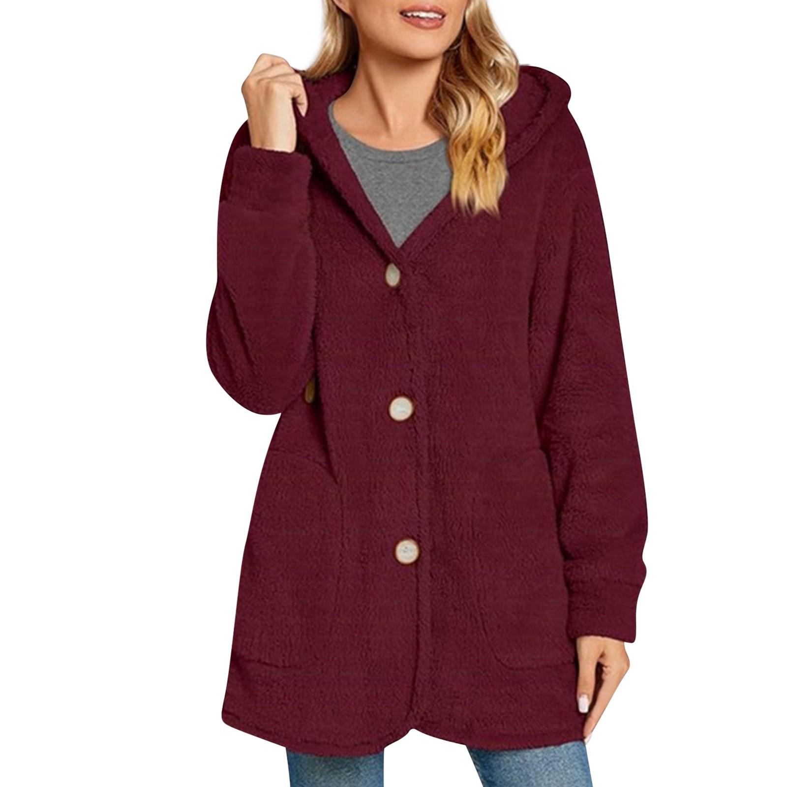 

Женская повседневная модная однотонная куртка-свитшот с длинными рукавами и капюшоном на молнии XL винный