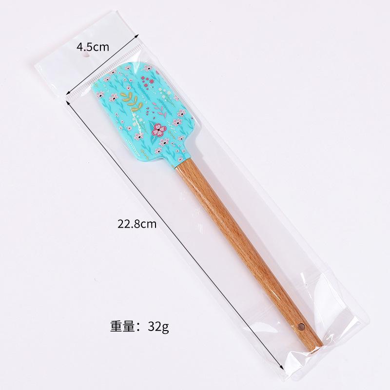 New Year Themed Wooden Handle Pastry Batter Mixing Scraper Cake Cream Silicone Spatula Baking Decorating Tools Kitchen Utensils