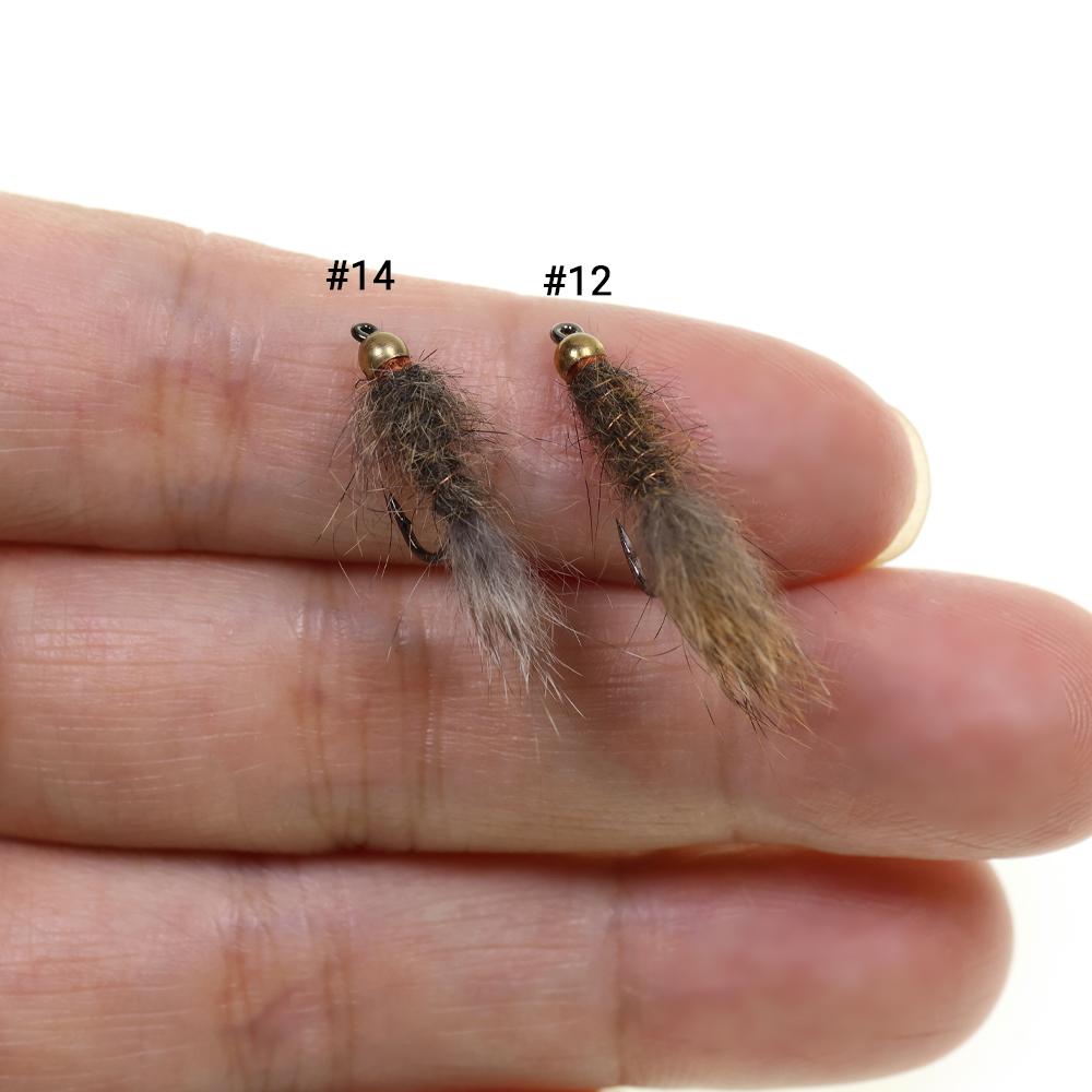 4 Stück/6 Stück Messingperlenkopf-Eichhörnchenhaar-Nymphen, natürliche graue Fliegen, künstliche Insektenköder, Forellen-, Äschen- und Barschangelköder