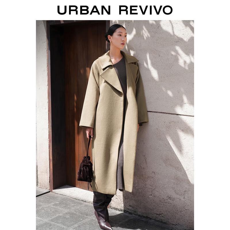UR Women's Fall 2025 Elegant Sheepskin Belted Long Coat