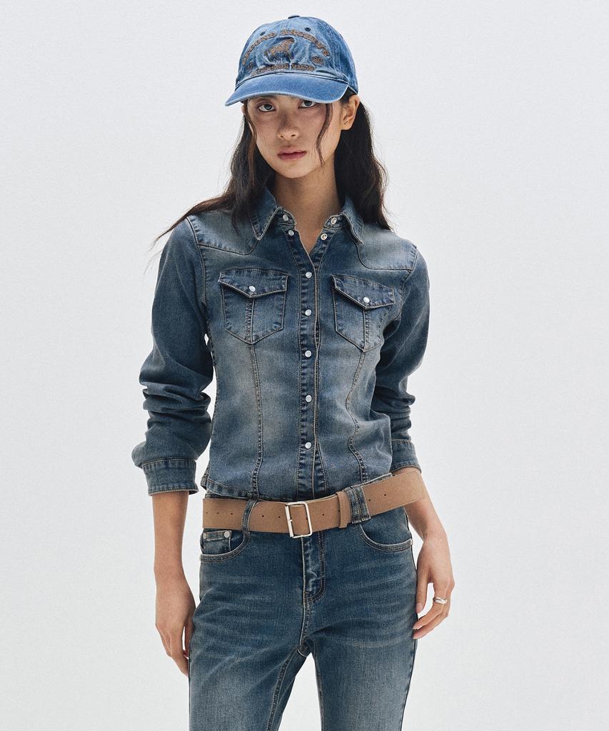 Deketeuumeon Western Slim Denim Shirts Dcwsh003Blue