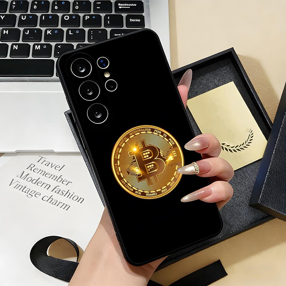 

Bitcoin Phone Case For Samsung S26 S25 S24 FE S23 S22 S21 Plus S20 Ultra Note20Ultra Black Soft Shell Galaxy S24 FE