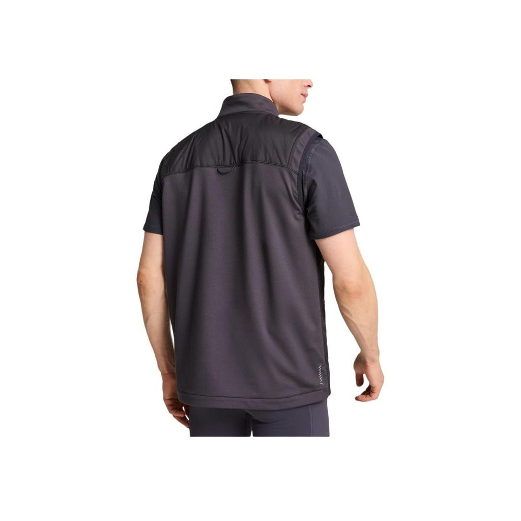 Puma Logo Print Half High Neck Zipper Sleeveless Vest Men Vest Gray 524028-69