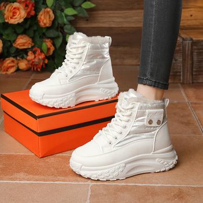 Winter High-top Outdoor Velvet Dad Shoes New Ins Female Students Thick Soles Increase Height Casual Warmth