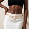 Bohemian Imitation Pearl Shell Belly Chain for Women Summer Starfish Conch Shell Pendant Waist Chain Beach Bikini Jewelry