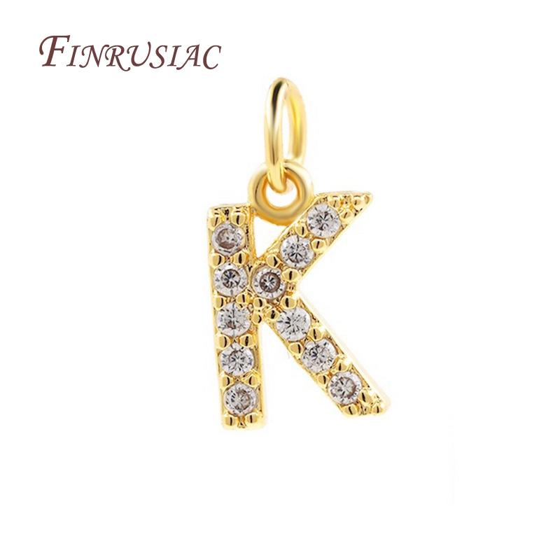 18K Gold Plated Copper A-Z Alphabet Charms For DIY Women's Necklace Jewelry Making Supplies,Fashion Inlay Zircon Letter Pendants