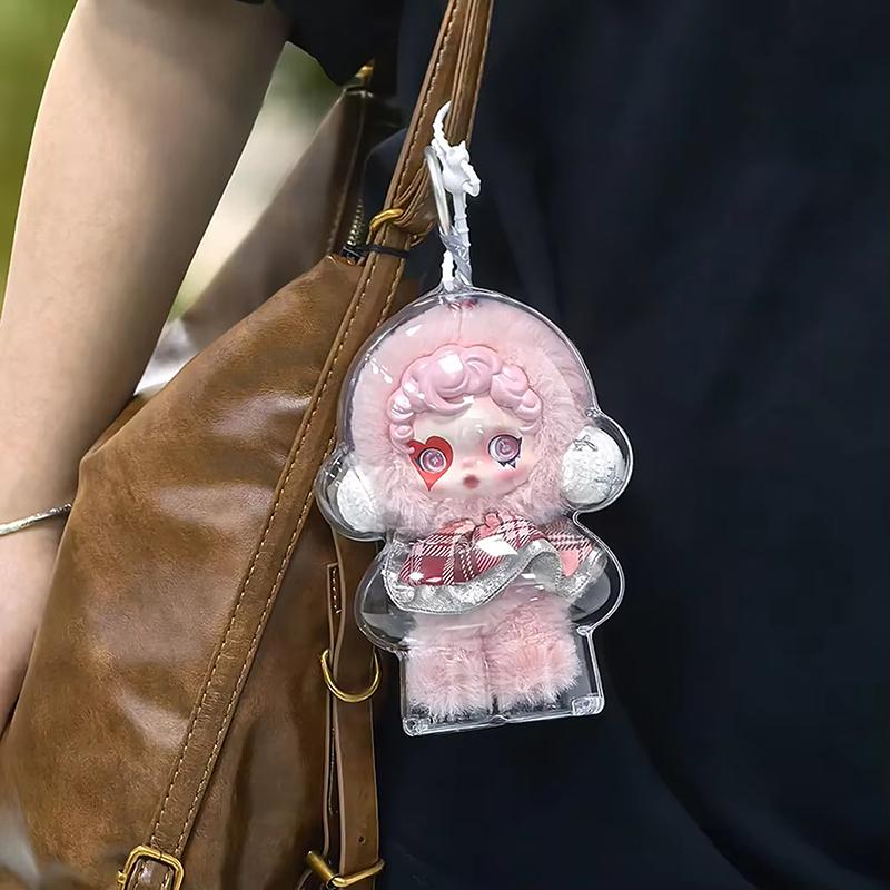 Für Skull Panda 1 Stück Schützende Acryl-Aufbewahrungsbox für Plüschpuppen Displaytasche Keine Puppe Transparent Tragbare Organizer-Box