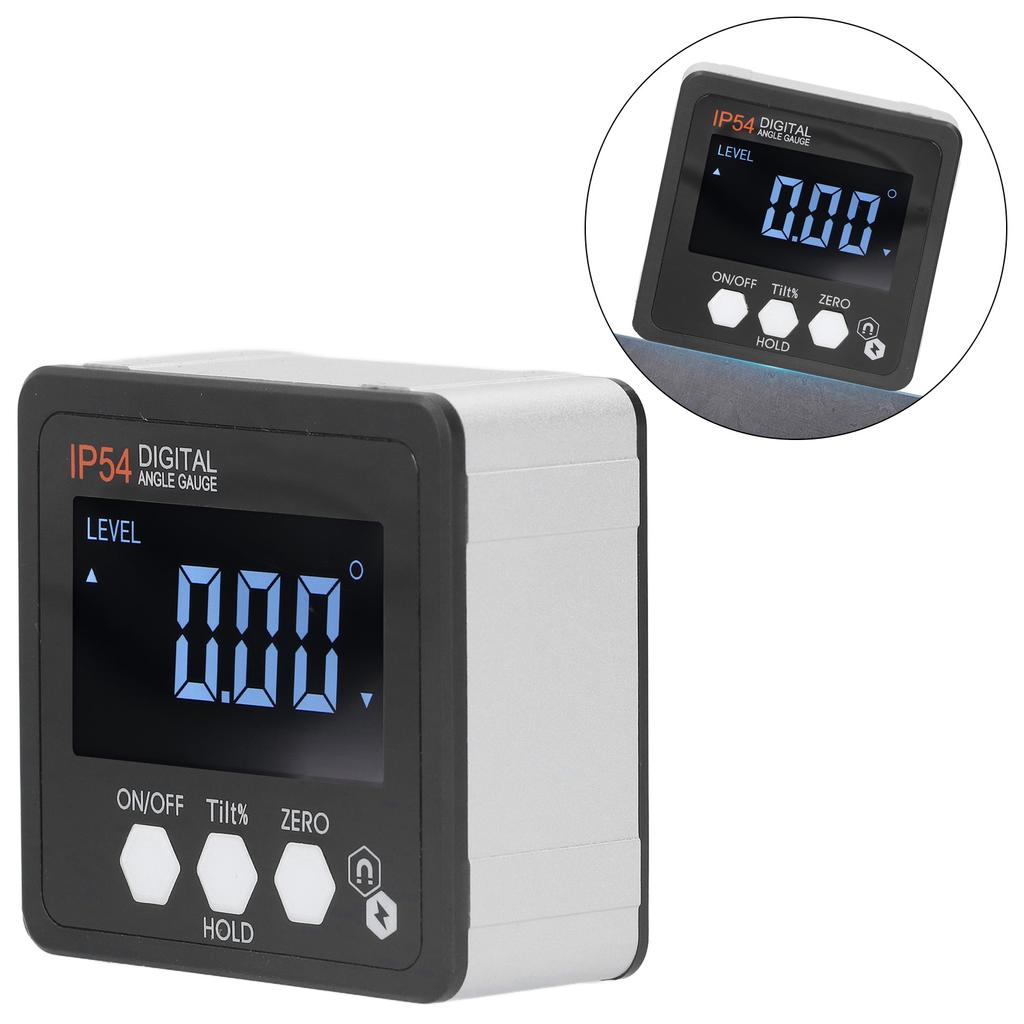 Digital Protractor Large LCD Display, Magnetic Base -IP54 Suitable for Woodworking, Construction, Machinery, with Holding Functions