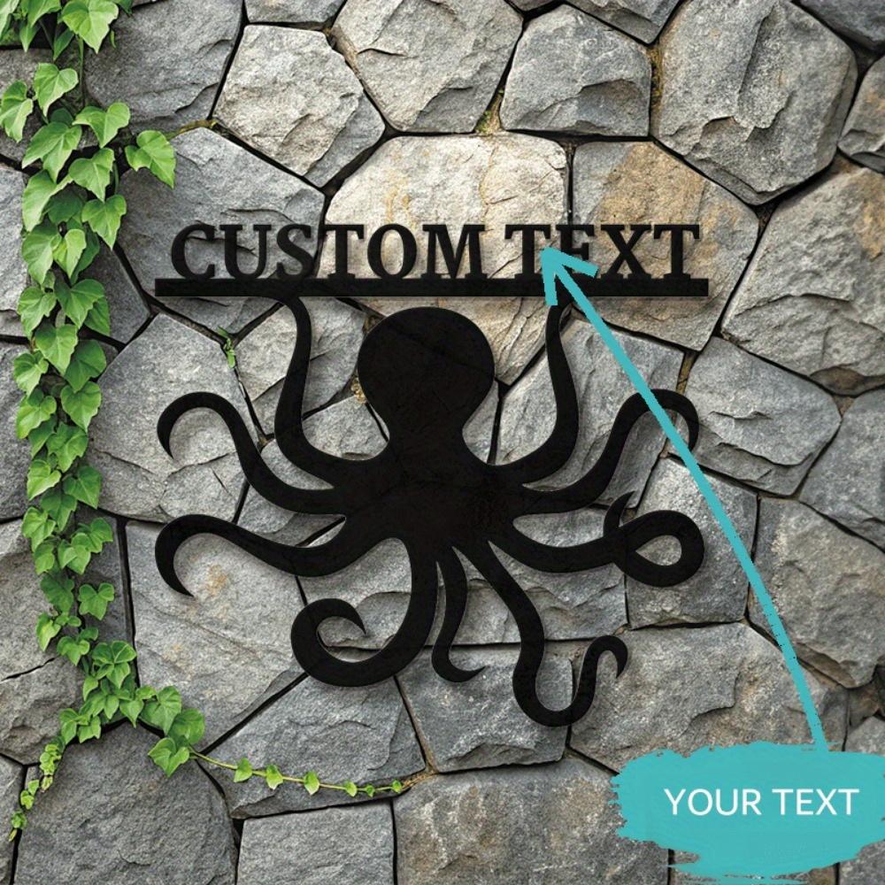 Custom Octopus Metal Door Plaque Handmade Engravable Address Numbers Retro Outdoor Wall Decor