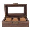 3 Slot Watch Display Case Wood Detachable Pillow Glass Cover Single Layer Watch Box for Jewelry