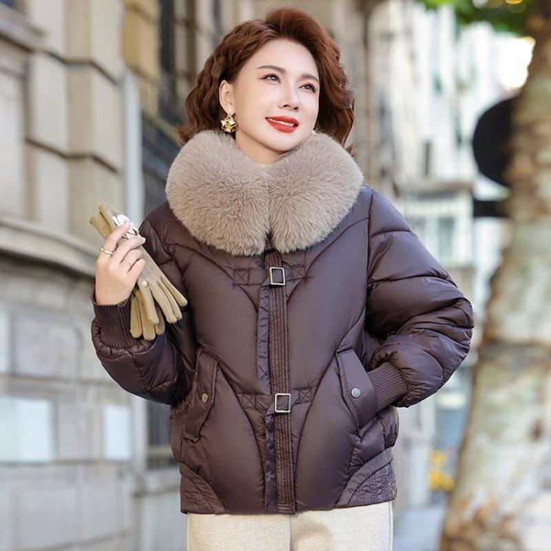 

New winter new down cotton-padded jacket short loose cotton-padded jacket sweater collar thickened cotton-padded jacket 5XL [Recommended 150-80 kg]