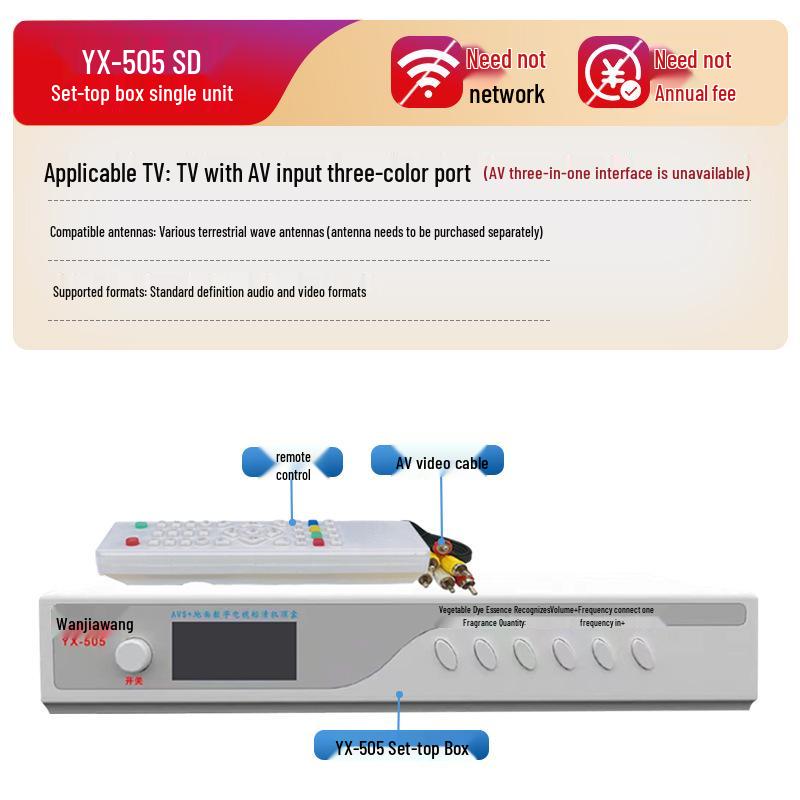 HD Indoor/Outdoor TV Antenna with DTMB Signal Reception and Set-Top Box Receiver