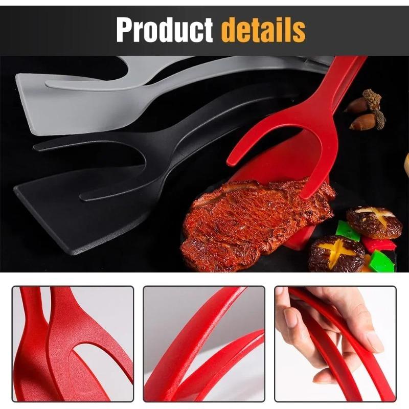 Shovel Clip Silicone Grip Flip Tongs Egg Steak Spatula Tongs Clamp Pancake Fried Turners Cooking Tool Kitchen Accessories