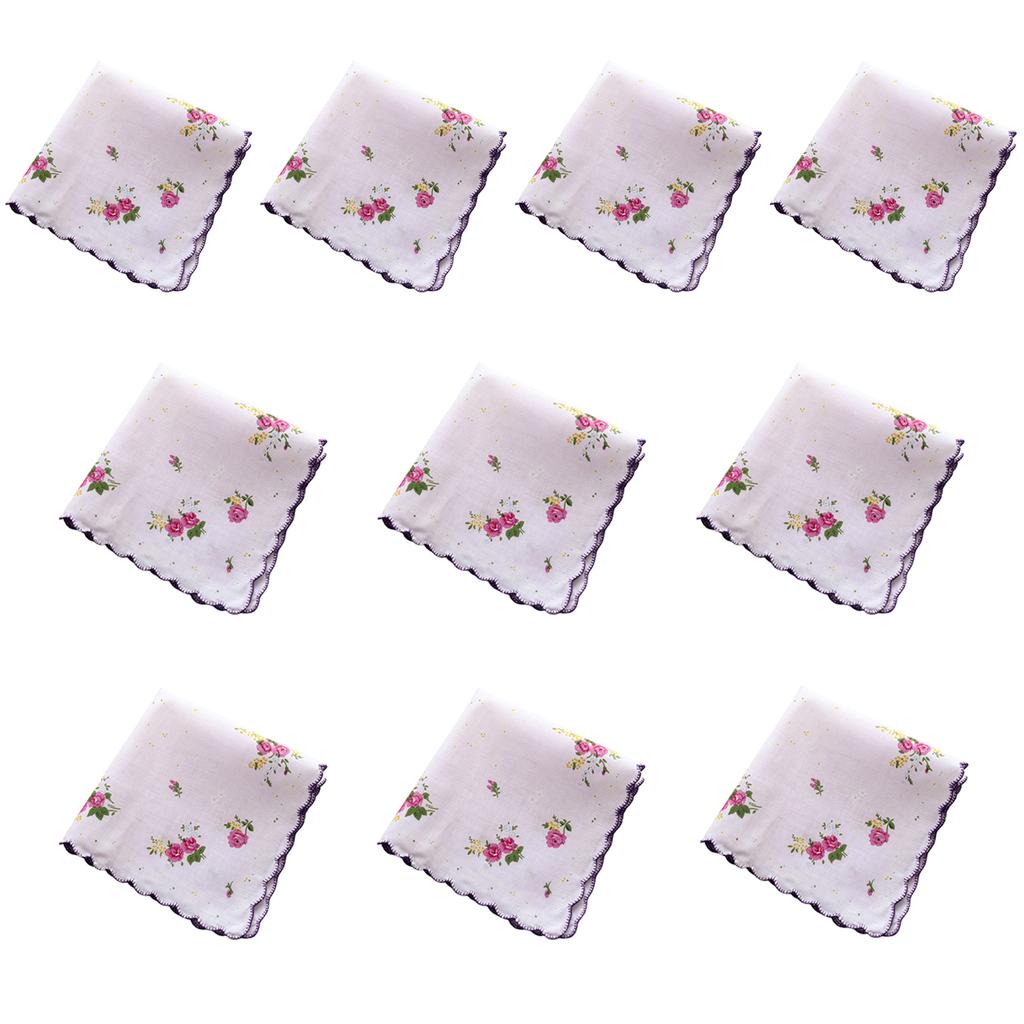 Ladies Square Handkerchief Cotton Flowers Women Children Print Face Hand Towels Hanky Wedding Christmas Gifts