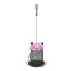 Hanging Bird Feeder with Solar Light Iron Art Frog Decorative Bird Feeder for Outdoor Courtyard