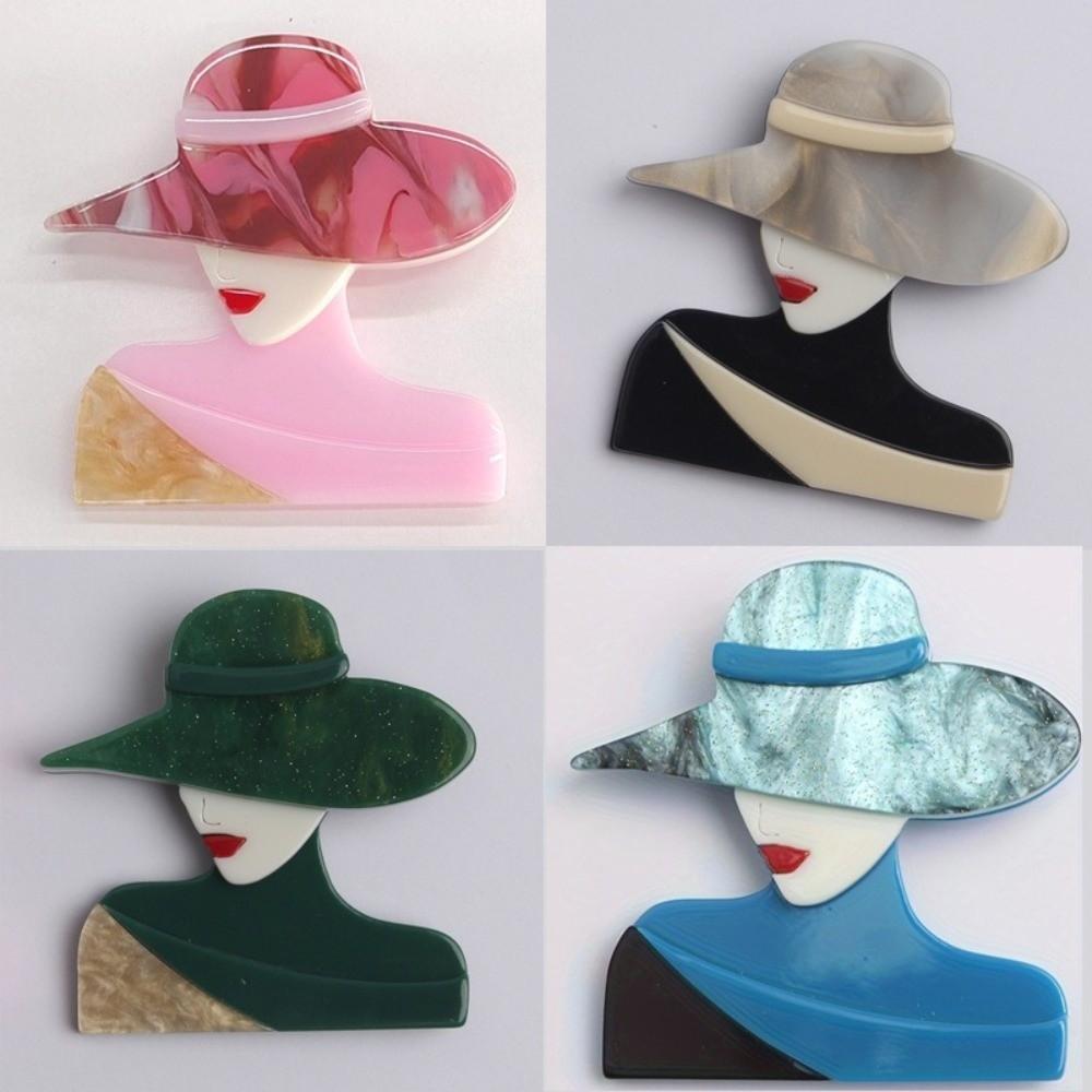 Acrylic Animal Brooches Cartoon Coat Badge Elegant Women Portrait Pin