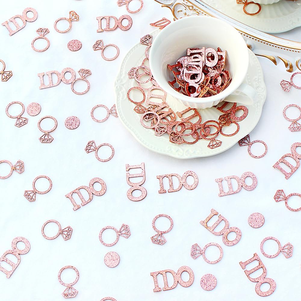 Rose Gold Bridal Shower Confetti for Tables Ring I Do Wedding Confetti for Engagement Valentine’s Day Bachelorette Party Decorations