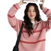 Women's Striped Wool Cashmere Sweater - Thickened Collar, Versatile Loose Knit Base Layer for Autumn & Winter