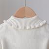 Toddler Girl Knit Sweater Ruffled Turtleneck Long Sleeve Soft Comfortable Knitwear for Little Princesses 2-6 Years