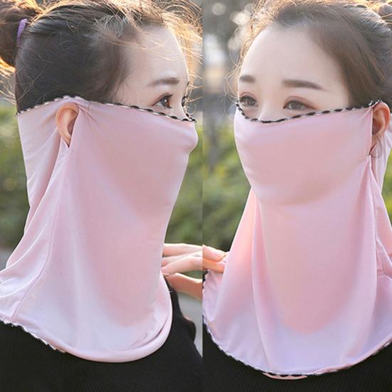 Women Floral Soft Chiffon Anti Dust Sun Protection Face Cover Neck Gaiter Scarf