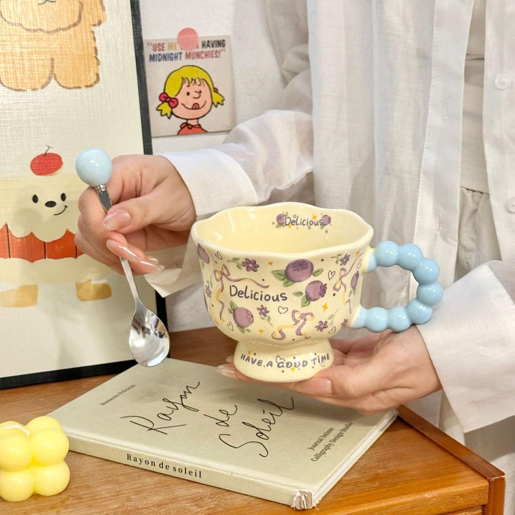 Windige Sommerfrucht Keramiktasse Hoch Aussehende Mädchen Tasse Paar Wasserbecher Zuhause Kinder Frühstückstasse