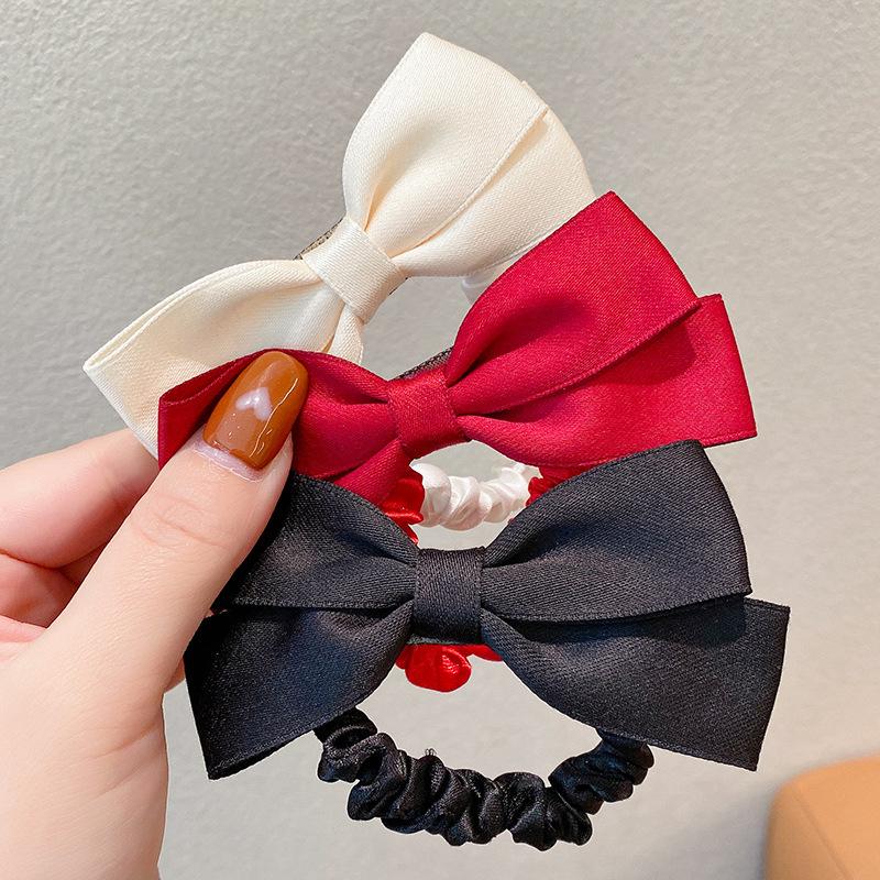 Women Cute Bow Rubber Bands Elastic Hair Bands Korean Headwear for Girls Solid Color Hairbands Headband Fashion Hair Accessories