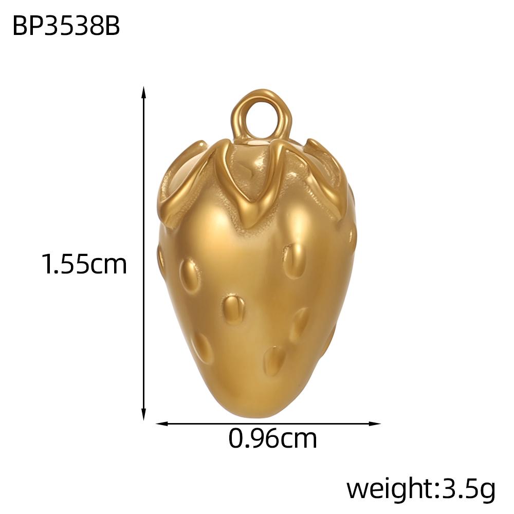 CARLIDANA Fruit Gold Plated Pineapple Avocado Strawberry Grape Pendant Stainless Steel Charms Accessories DIY Jewelry for Women