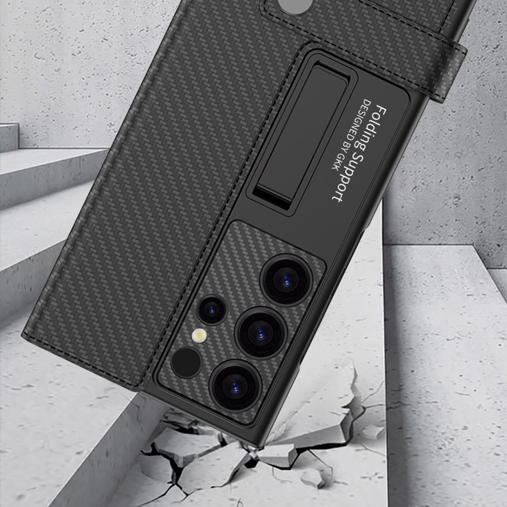 GKK For Samsung Galaxy S23 Ultra Magnetic Phone Case Leather+PC Flip Card Slot Cover