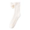 Coral Fleece Socks Medium Tube Socks Season Thickened Warm Confinement Socks Small Hairball Cute Home Sleep Socks Women