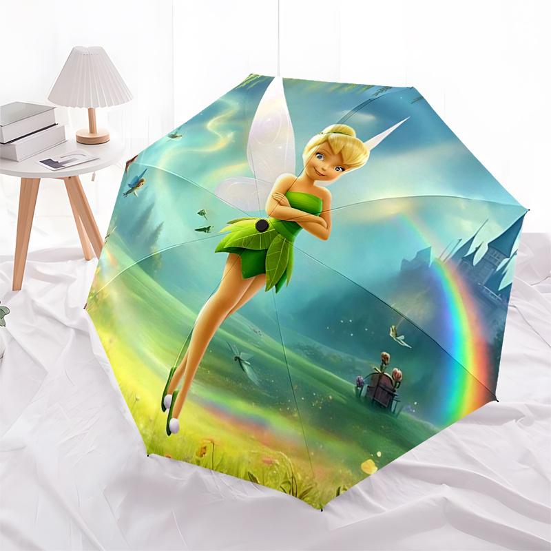Tinker bell Themed Travel Umbrella-8 Ribs Automatic Opening and Closing, Portable Folding Design, Compact and Stylish Umbrella