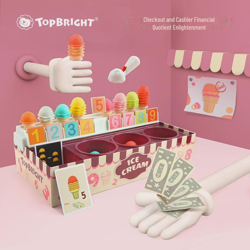 Tebaoer Kids' Digital Learning Ice Cream Box: Early Education Toy for Business and Math Skills.