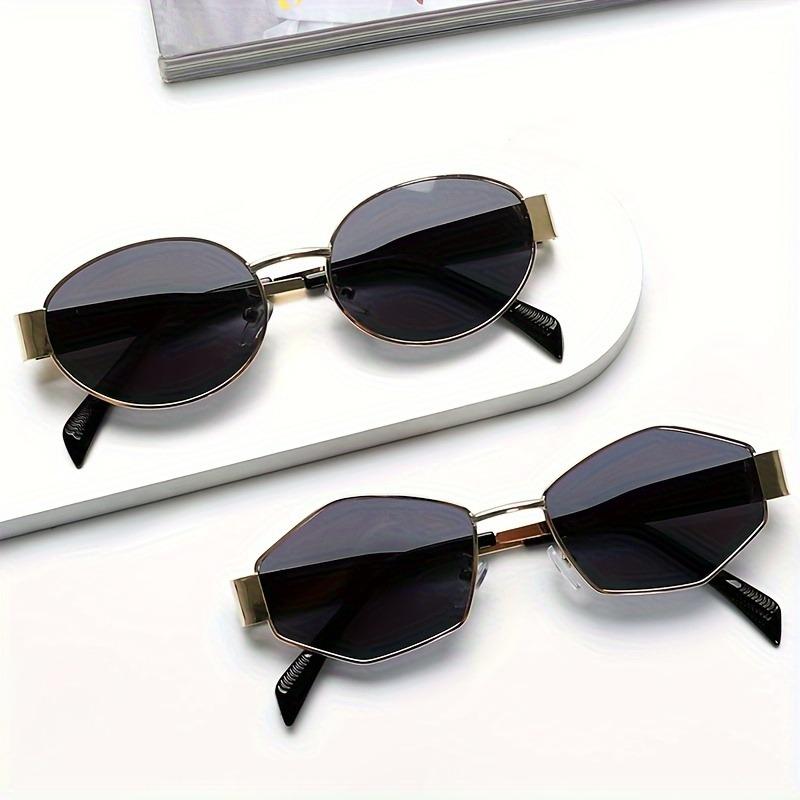 

Набор из 2 модных очков для женщин, квадратные и многоугольные оправы, композитный материал, металлические петли, трендовый аксессуар