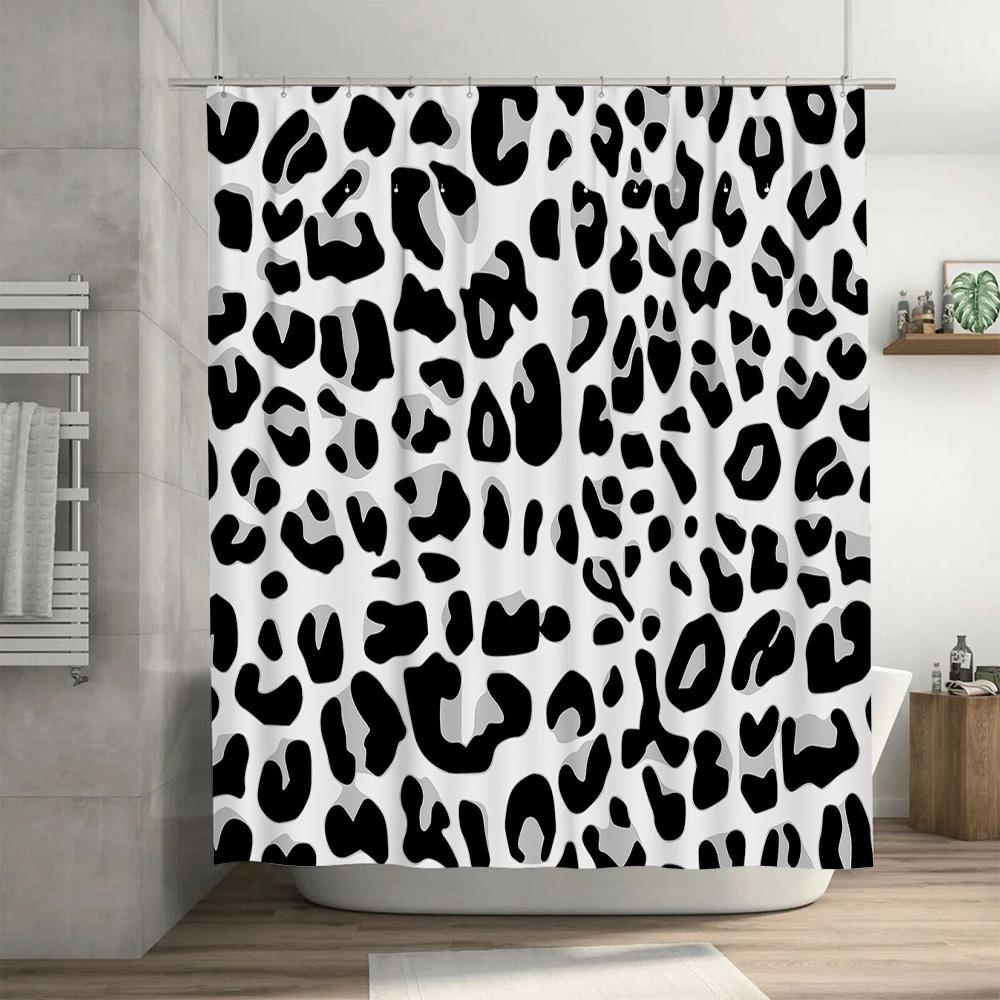 Animal Print Shower Curtain Jungle Leopard Pattern Bathroom Decor Wild Nature Theme Waterproof Fabric Liner for Home