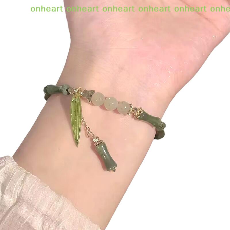 [C]Kreatives Grünes Bambusperlen Armband Retro Chinesischer Stil Einfaches Mode Armband Für Frauen Schmuck Zubehör Geschenk