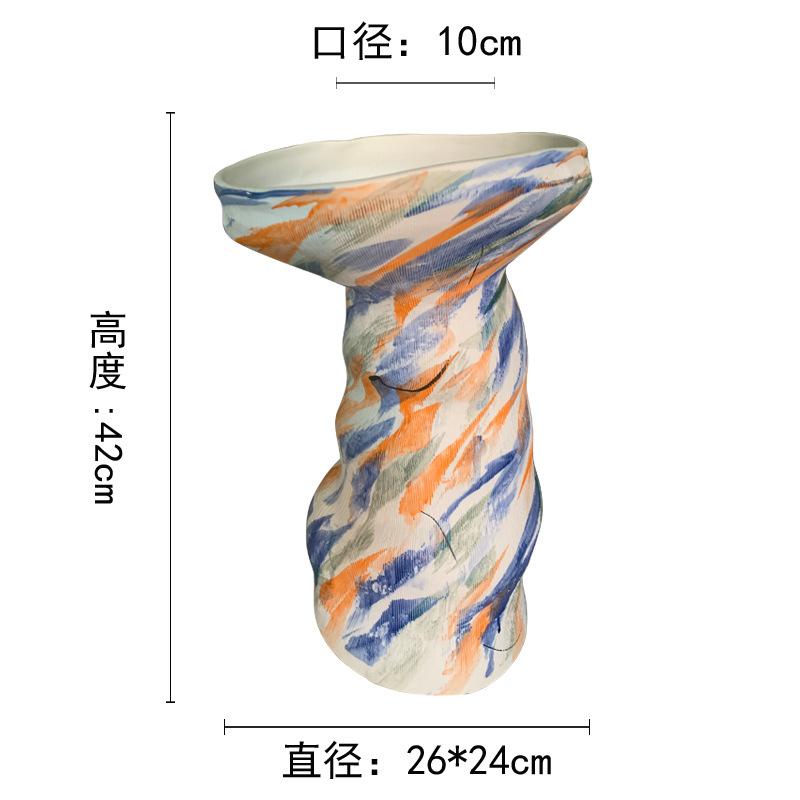 Ceramic Vase Abstract Clay Pot Colorful Graffiti Irregular Shape Flower Arrangement Vase Craft Ornaments Flowerpot Home Decor