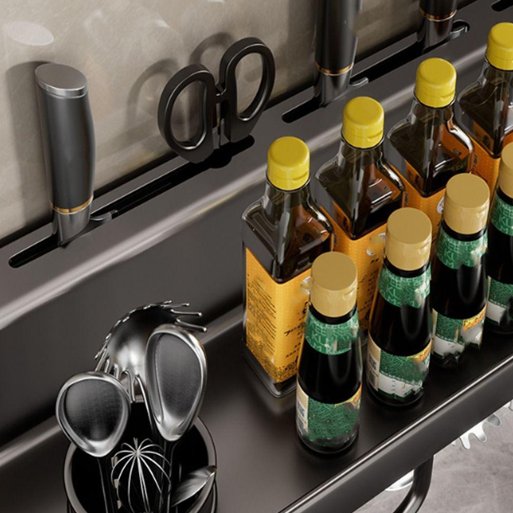 Wall Mounted Kitchen Storage Rack Moisture-Proof Kitchenware Holder  Spice Organization