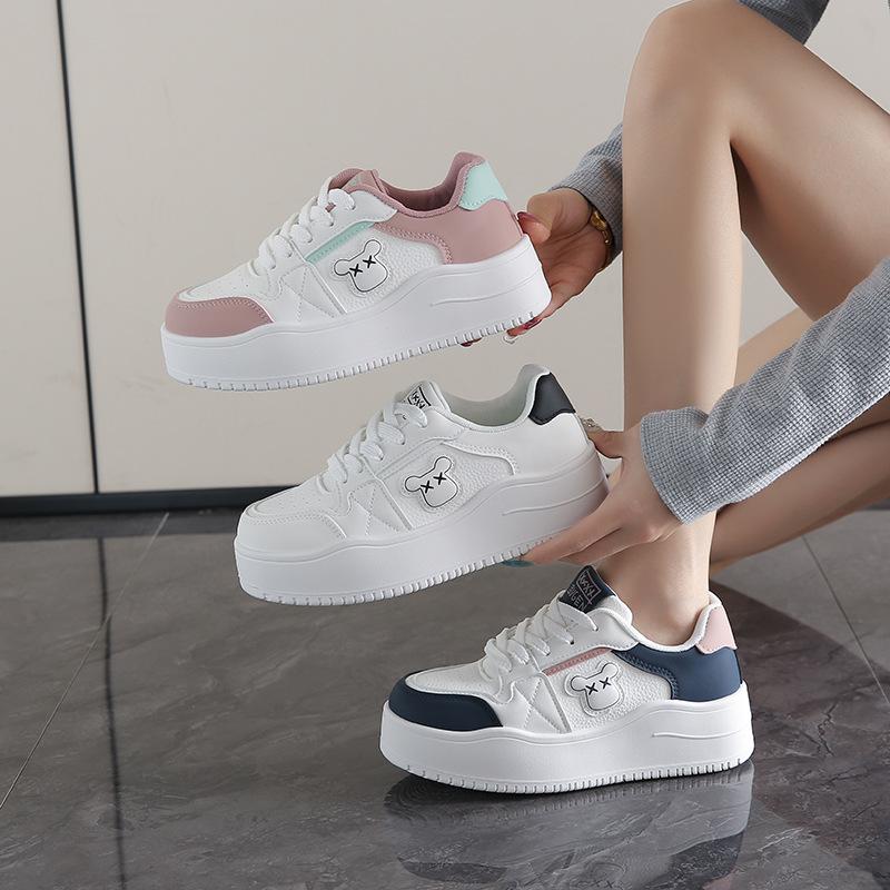 2025 autumn new ins Korean version of the trend of white shoes, female students platform versatile casual sports board shoes MXF02