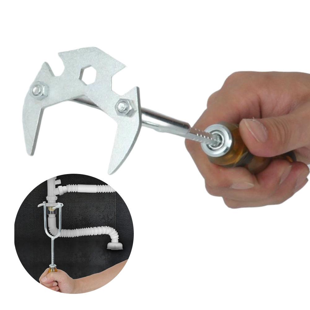 Spülbecken-Abflussrohrschlüssel Multifunktionales Sanitärwerkzeug Mit Wechselköpfen Wasserhahn-Installateur & Enge Platzverhältnisse Schlüssel Für Zuhause U A4V8