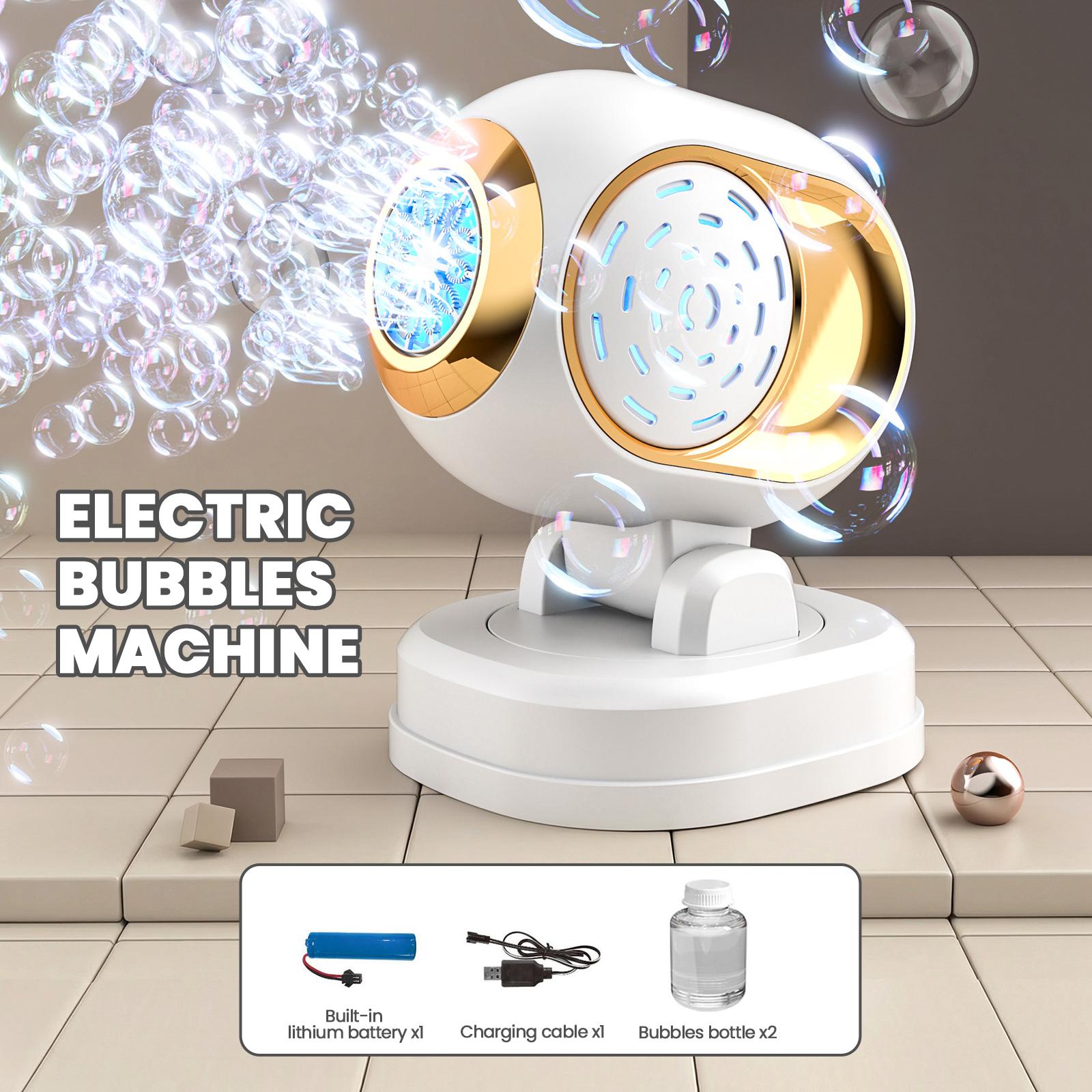 

Rotating Bubble Machine Automatic Electric Cute Moving 360 degree Soap Bubble Maker Light wedding stage Toy Summer Kids Gift белый