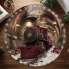 3D Vintage Steam Train Round Rug Rail Tracks Cliff Bridge Tunnel Firelight Forest Home Decor Carpet for Living Room Study