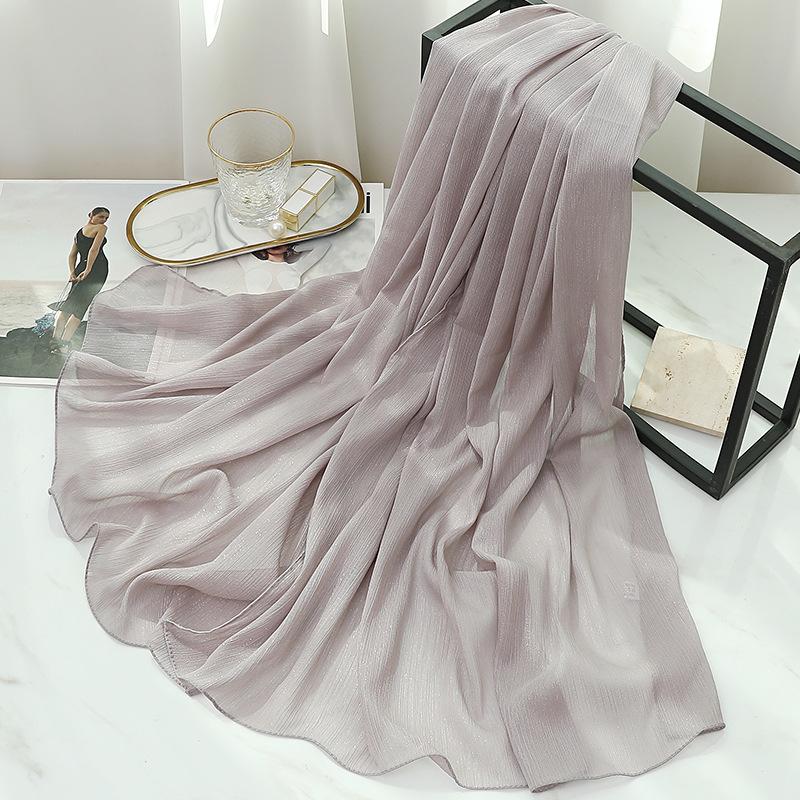 170X70Cm Silk Scarf Shawl Solid Southeast Asian Headscarf Large Travel Shawl Versatile Textured Chiffon Scarf Wrap Poncho Hijabs