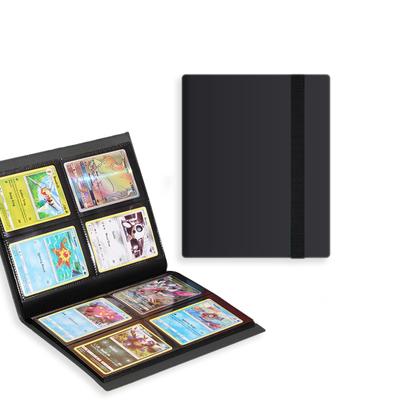 WISSUA Card File Trading Card Binder Card Case File Sleeve Compatible Card Storage 4 Pockets Holds 160 Game/Sports (Black, Cards)