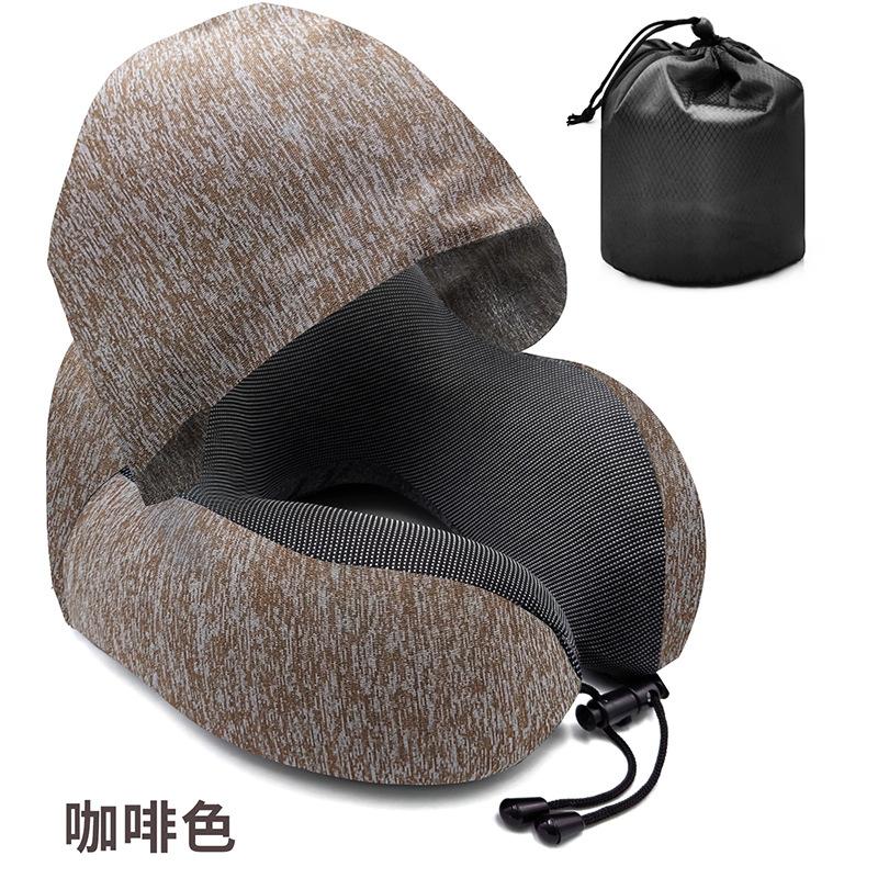Multi-functional Hooded Memory Foam Travel Pillow - Portable U-Shaped Neck Support for Airplane & Office Nap