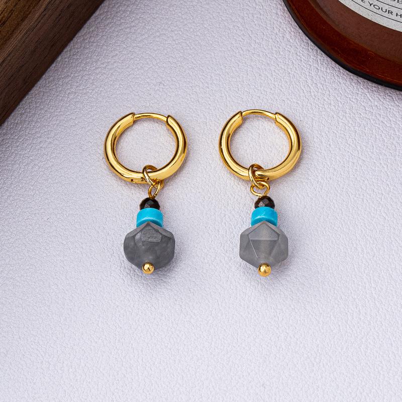 Retro new Chinese turquoise earrings, bracelet, love necklace, women's light luxury niche high-end jewelry set